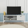 Hanah Home Retro 1564 Soporte TV 120cm Tablero Melamina Blanco Patas 15cm